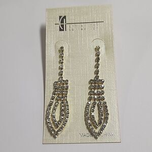 Christina Collection Earrings Gold Tone Rhinestone Dangle Earrings